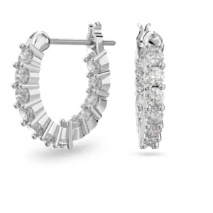 Aros de aro Vittore Mini, blanco, baño de rodio