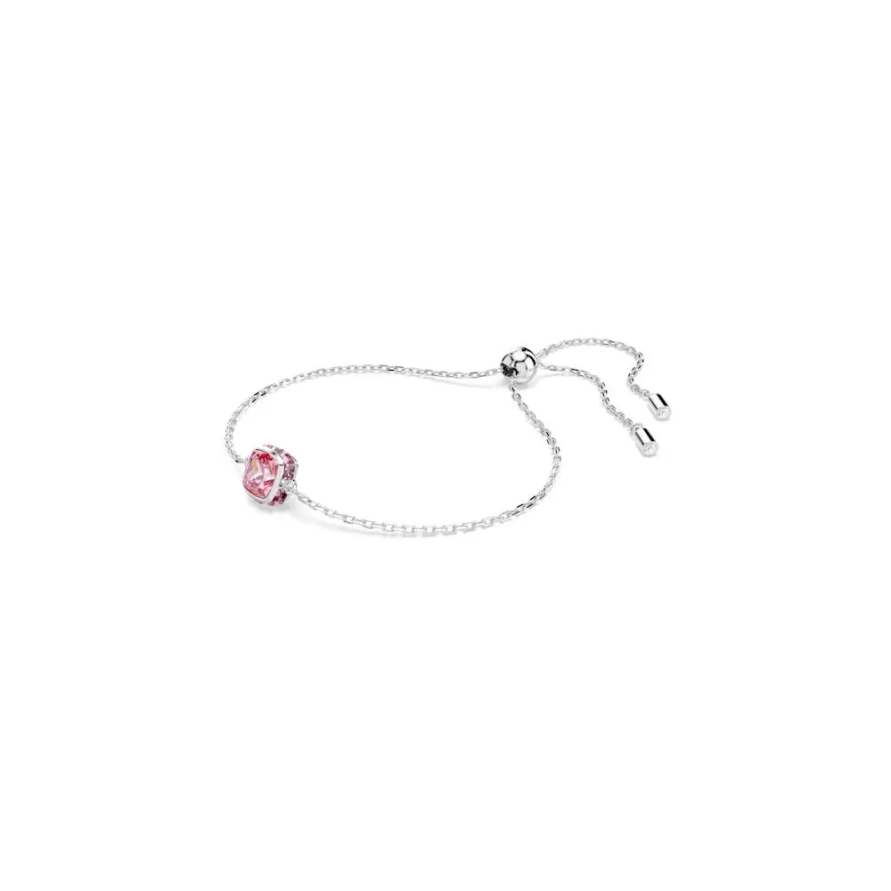 Pulsera Birthstone, Talla cuadrada, Octubre, Rosa, Baño de rodio - Imagen 3